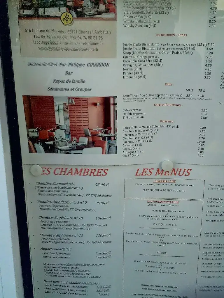 Menü_Le Cottage de Clairefontaine_Chonas-l'Amballan_Bild_2