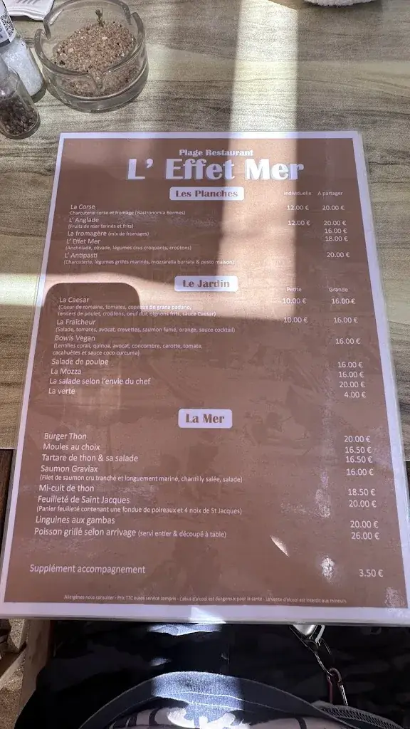 Menu_Plage restaurant L'Effet Mer Le Lavandou_Lavandou_immagine_3