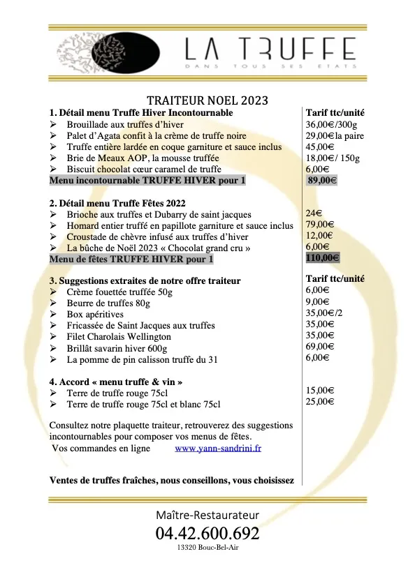 Menu_Restaurant La Truffe Dans Tous Ses États_Bouc-Bel-Air_imagen_1