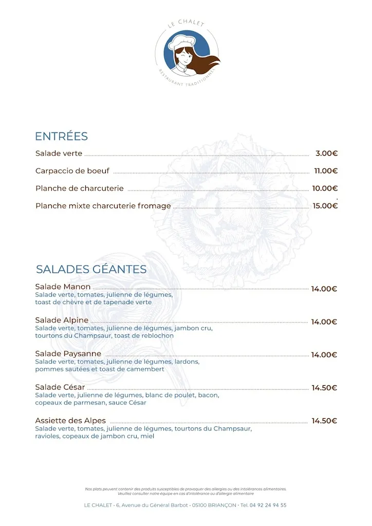 Menu_Restaurant le Chalet_Briançon_image_2