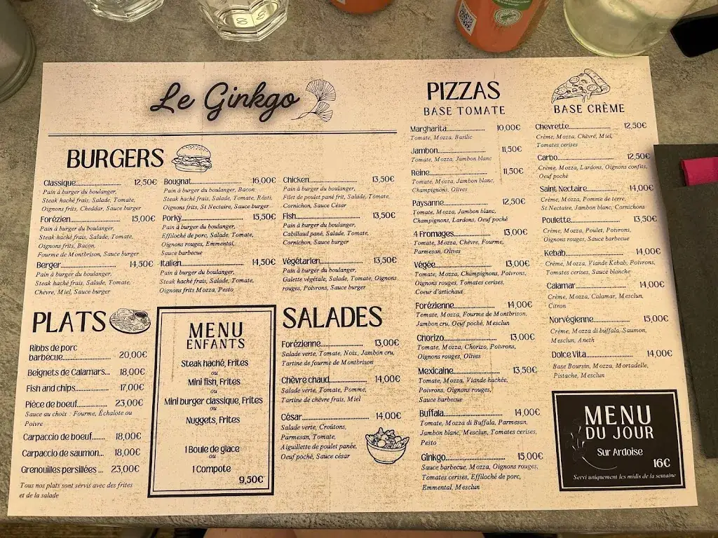 Menu_LE GINKGO - Snack de La Roche_Noirétable_immagine_1