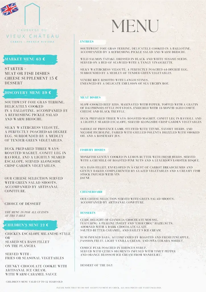 Menu_Auberge du Vieux Château_Cabris_image_2