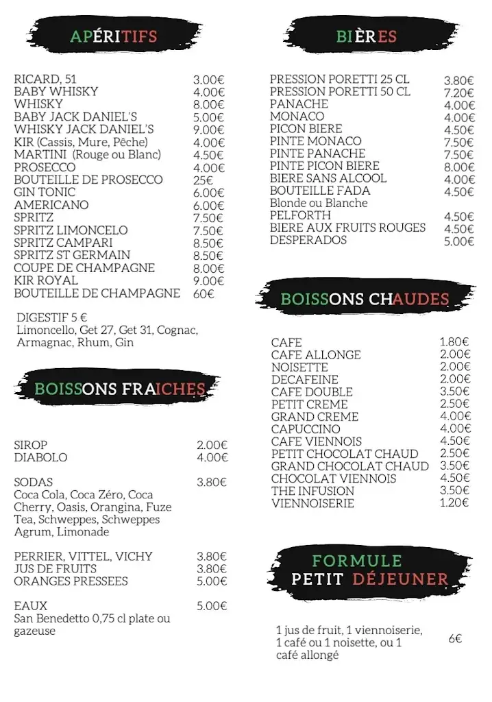 Menu_Le Bistrot Italien_Brignoles_immagine_1