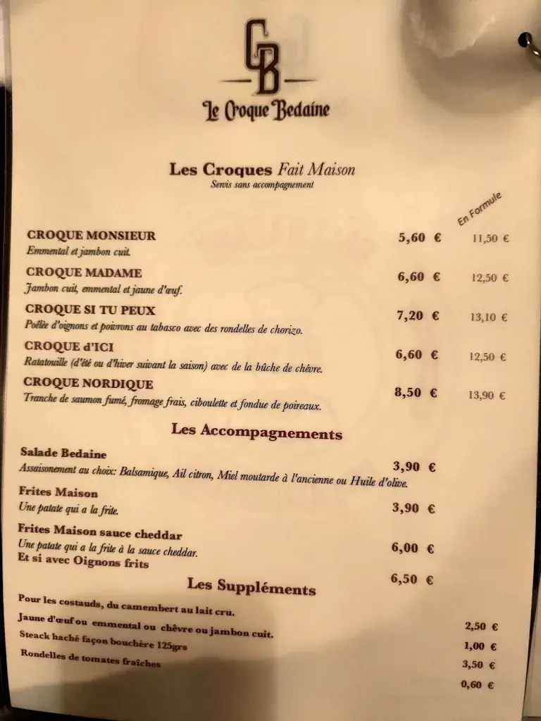 Menu_LE CROQUE BEDAINE Brignoles_Brignoles_image_1