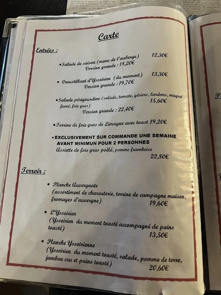 Menu_Auberge des Gros Manaux_Orcines_immagine_4