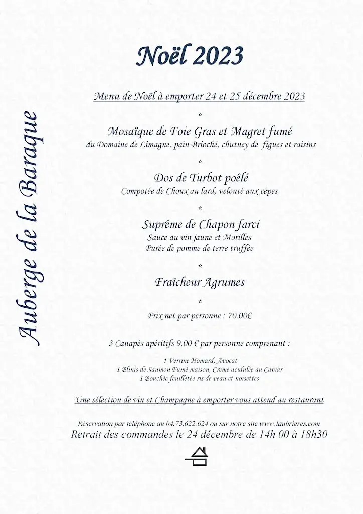 Menu_Auberge de la Baraque_Orcines_image_1