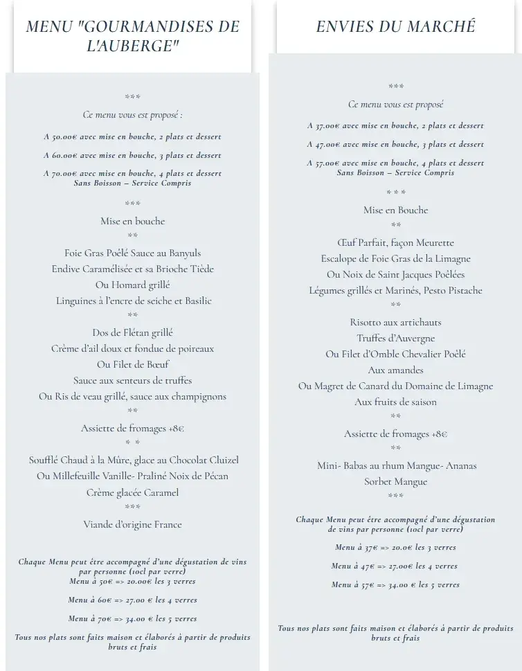 Menu_Auberge de la Baraque_Orcines_image_3