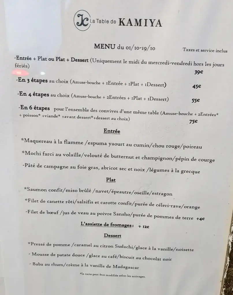 Menu_La Table de KAMIYA_Cagnes-sur-Mer_image_1