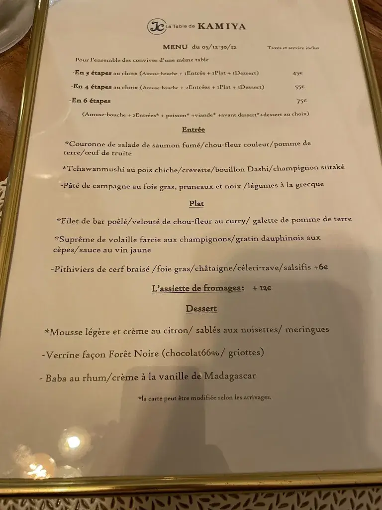 Menu_La Table de KAMIYA_Cagnes-sur-Mer_image_2