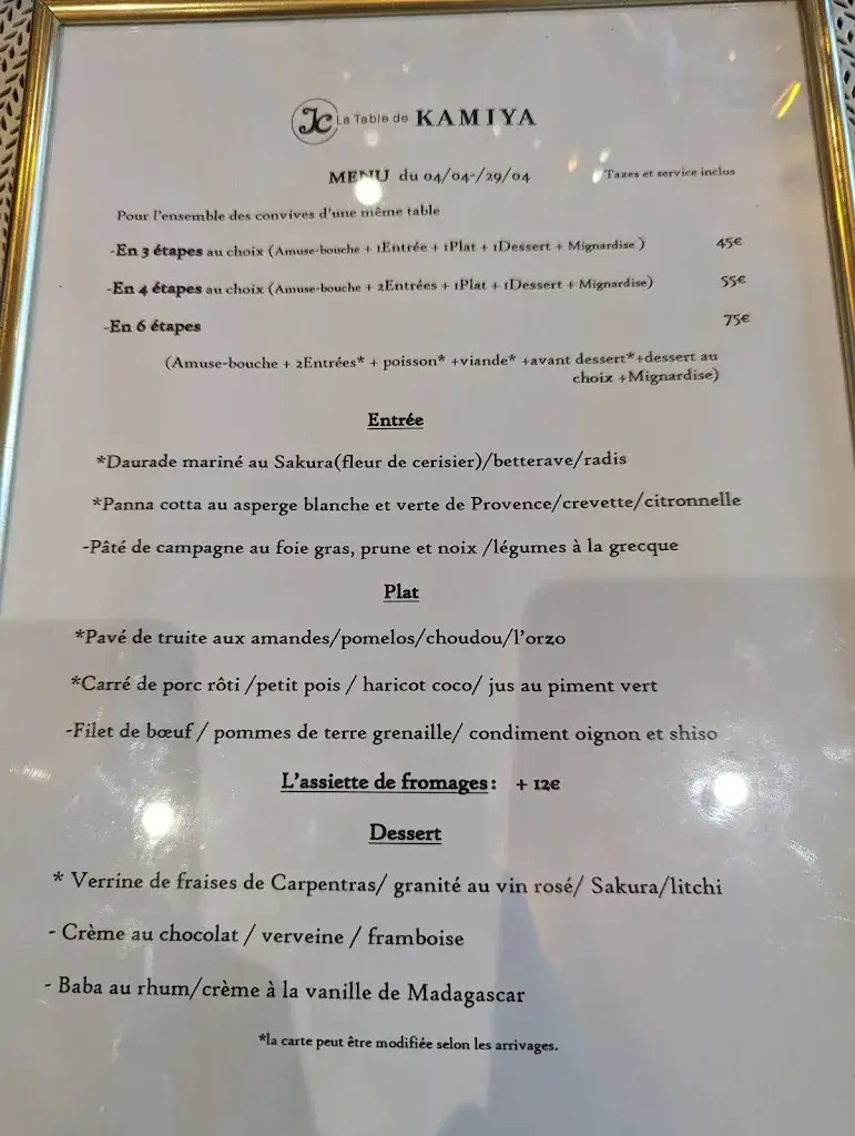 Menu_La Table de KAMIYA_Cagnes-sur-Mer_image_3