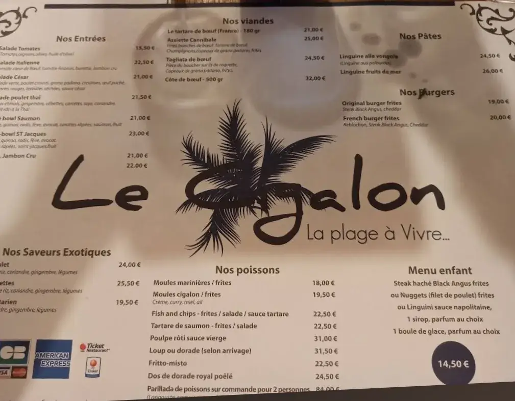 Menu_Cigalon Plage_Cagnes-sur-Mer_image_1