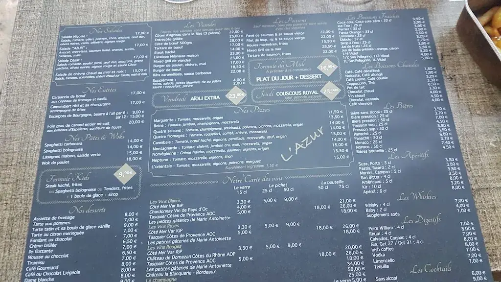 Menu_Restaurant L'Azur_Cagnes-sur-Mer_image_2