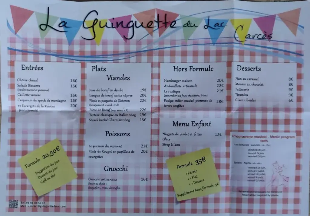 Menu_La Guinguette du Lac CARCES_Carcès_immagine_1