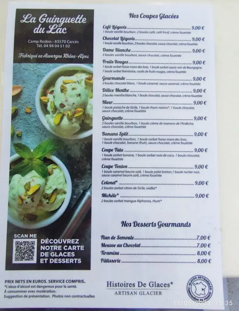 Menu_La Guinguette du Lac CARCES_Carcès_immagine_2