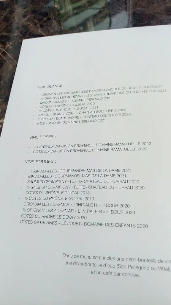 Menu_Restaurant Espace PH3 @ Hôtel La Pyramide_Vienne_image_4