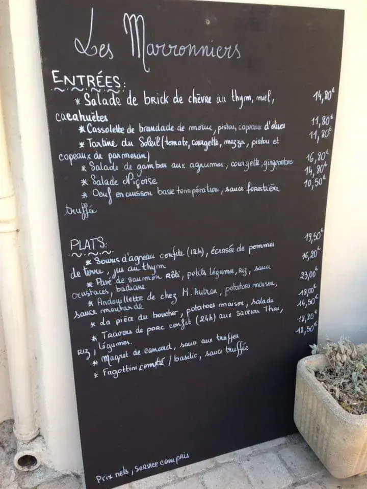 Menu_Les Marronniers / sarl le Cercle_Callian_image_2