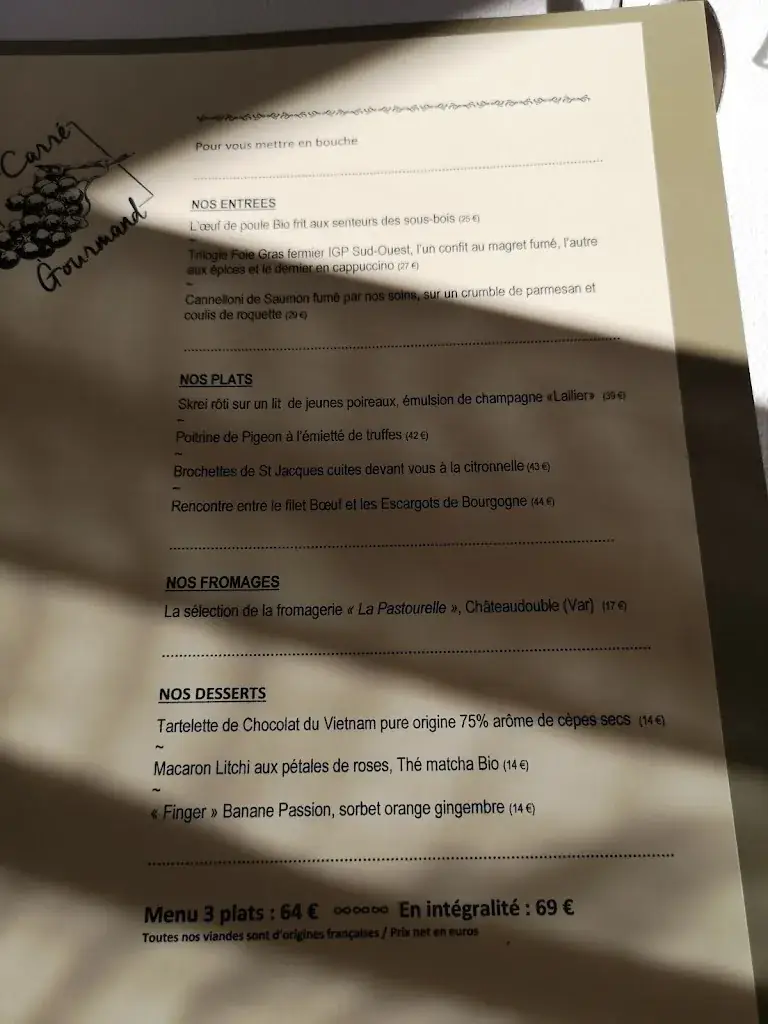 Menu_Le Carré d'Ange_Montauroux_image_2