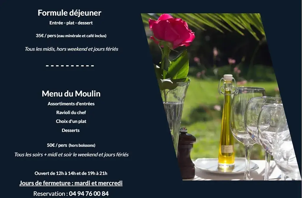 Menu_Hôtel Restaurant Le Moulin de la Camandoule Escourtin_Fayence_image_1