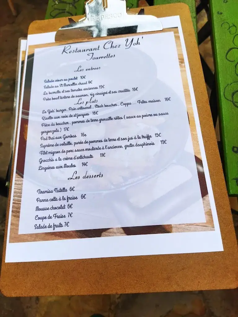 Menu_Restaurant Chez Yoh'_Tourrettes_image_4