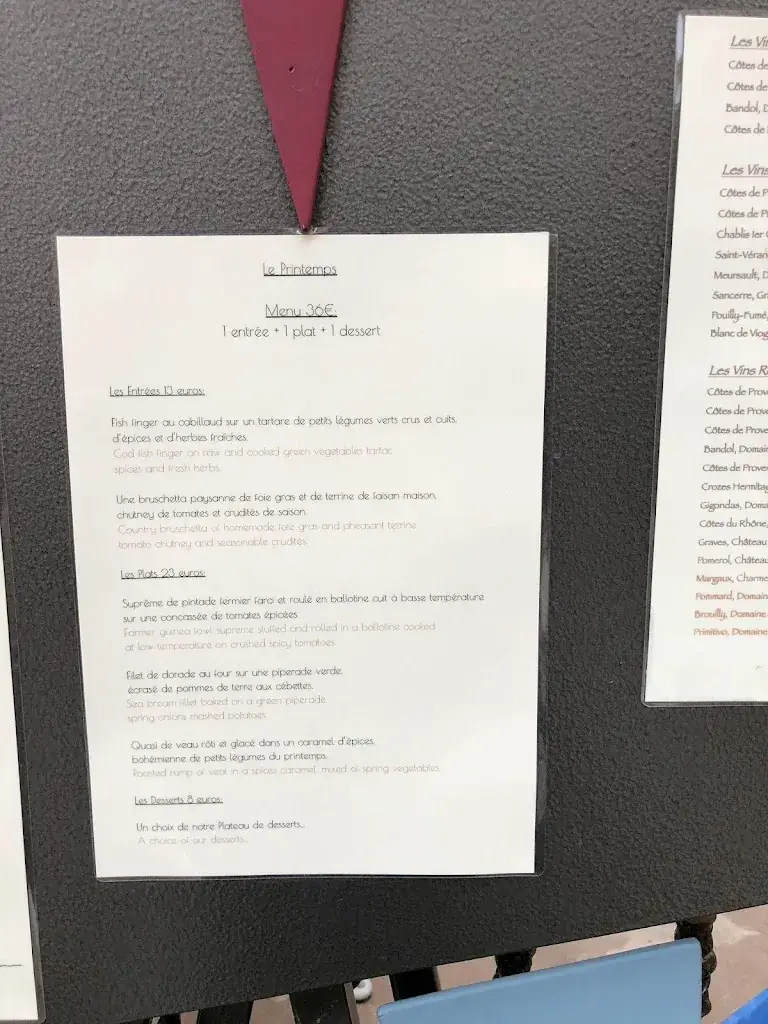 Menu_Le France Restaurant_Fayence_immagine_2