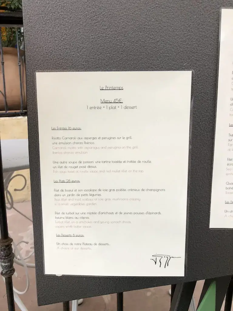 Menu_Le France Restaurant_Fayence_immagine_3