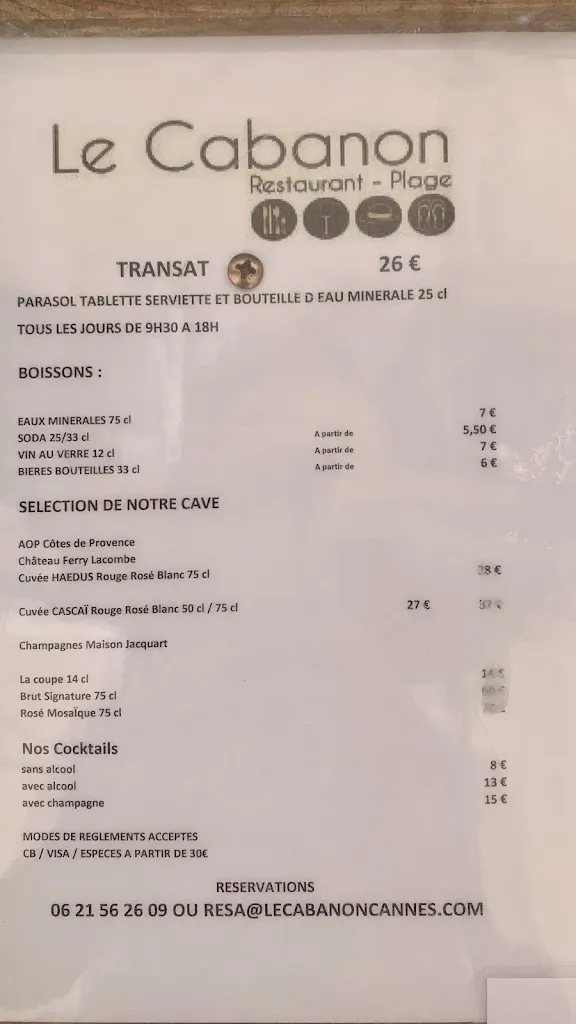 Menu_Le Cabanon - Restaurant - Plage_Cannes_image_4