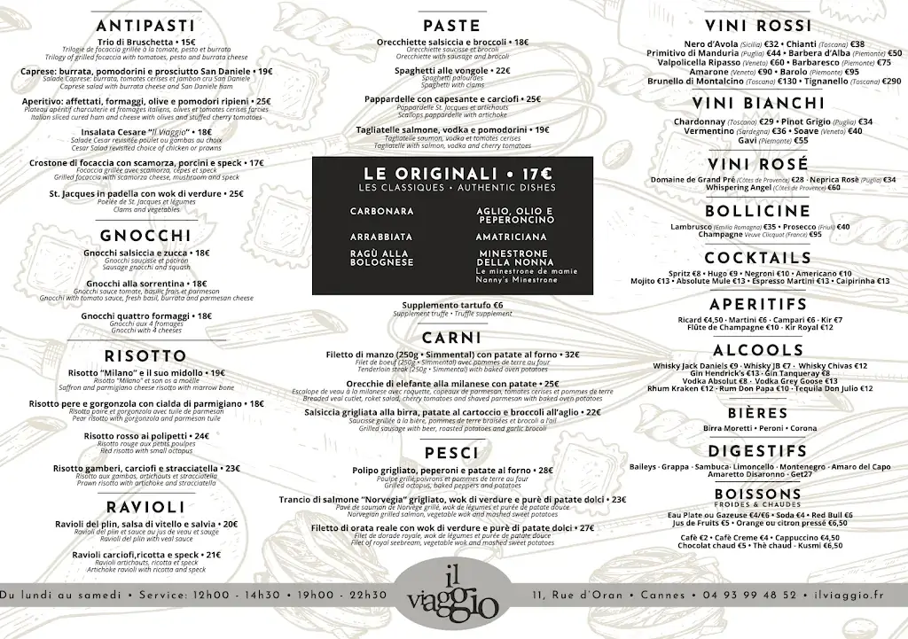 Menu_Il Viaggio - Restaurant Cannes_Cannes_immagine_1