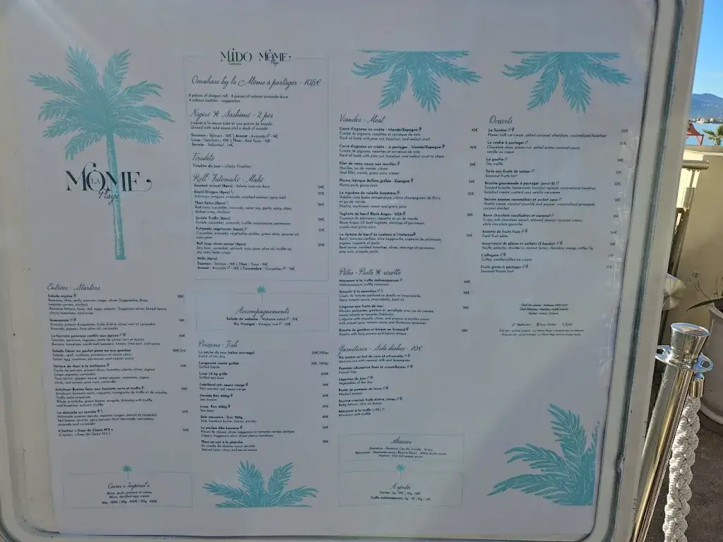 Menu_La Môme Plage_Cannes_image_3