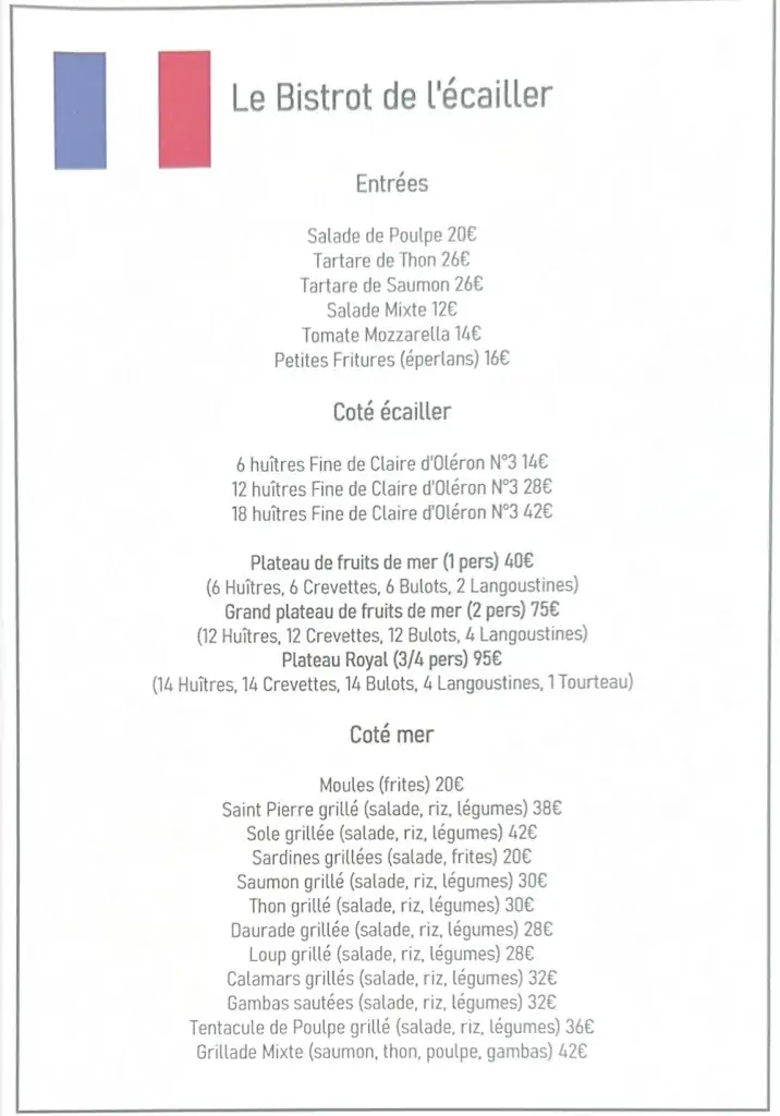 Menu_Le Bistrot de l’écailler_Cannes_image_2