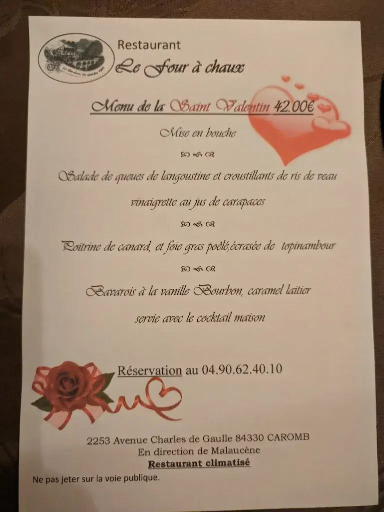 Menu_Restaurant Le Four à Chaux - Restaurateur et Vigneron_Caromb_image_2