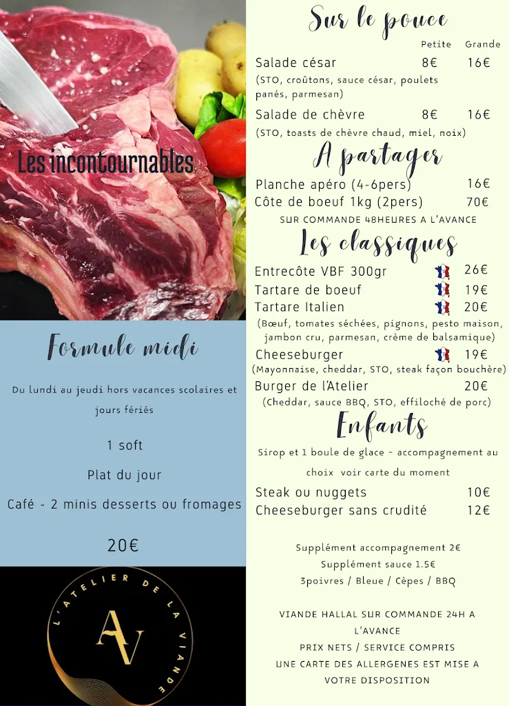 Menu_Restaurant L'Atelier de la Viande_Carnoules_image_1