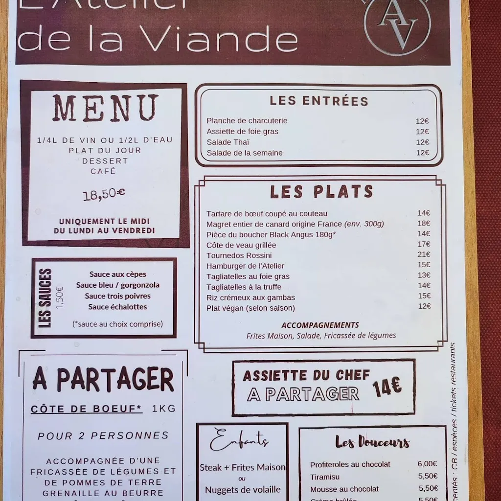 Menu_Restaurant L'Atelier de la Viande_Carnoules_image_3