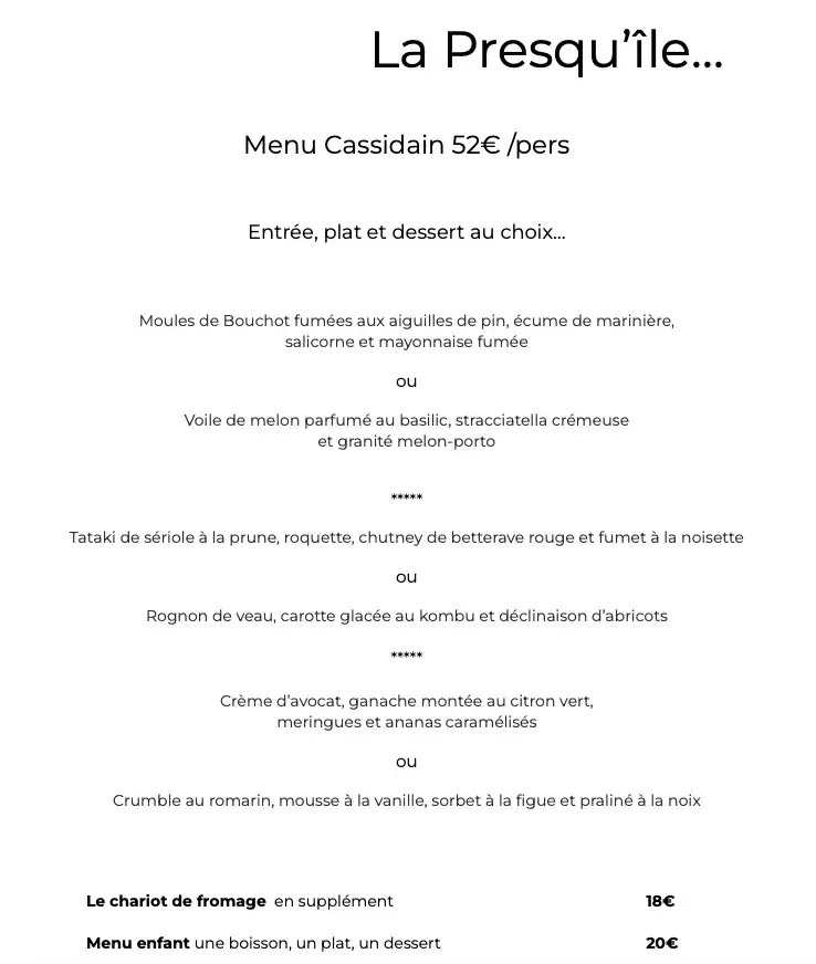 Menu_La Presqu'île_Cassis_immagine_2