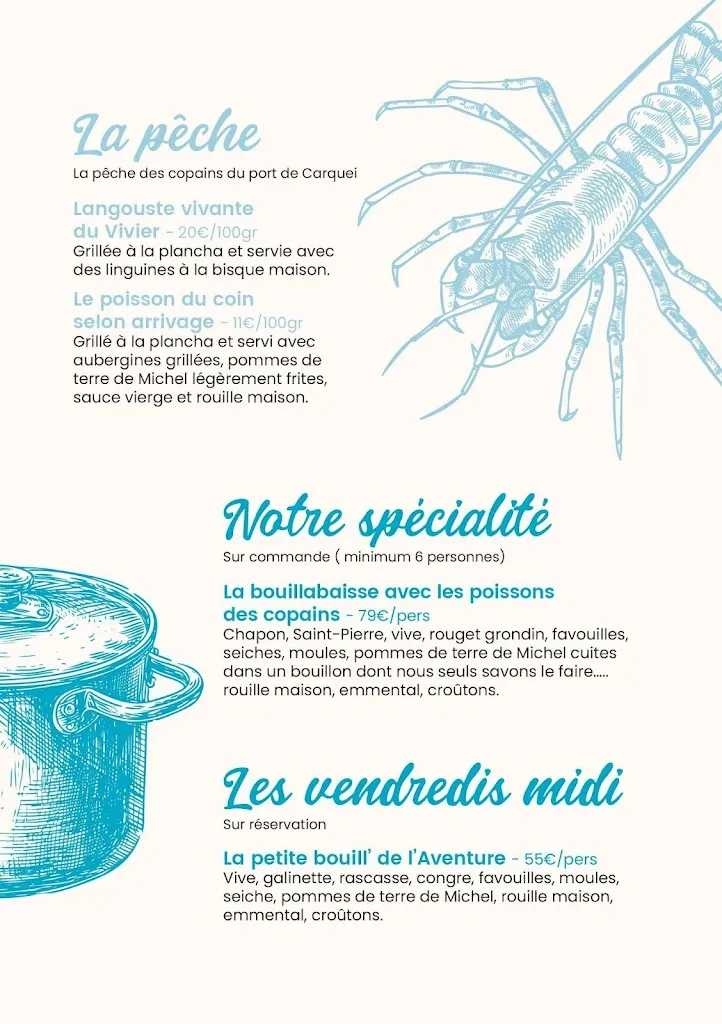 Menu_Resto plage l'Aventure_Carqueiranne_immagine_2