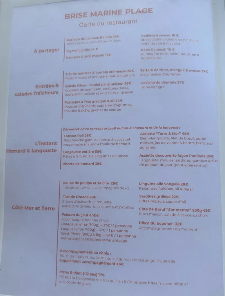 Menu_Brise Marine Plage_Carqueiranne_imagen_1