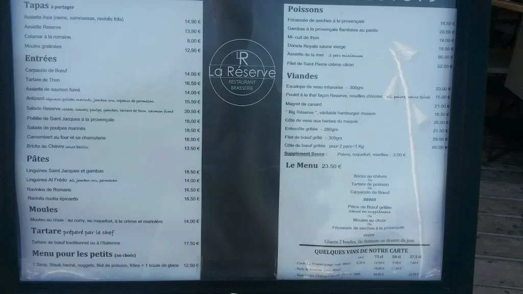 Menu_Restaurant La Réserve_Carqueiranne_image_2