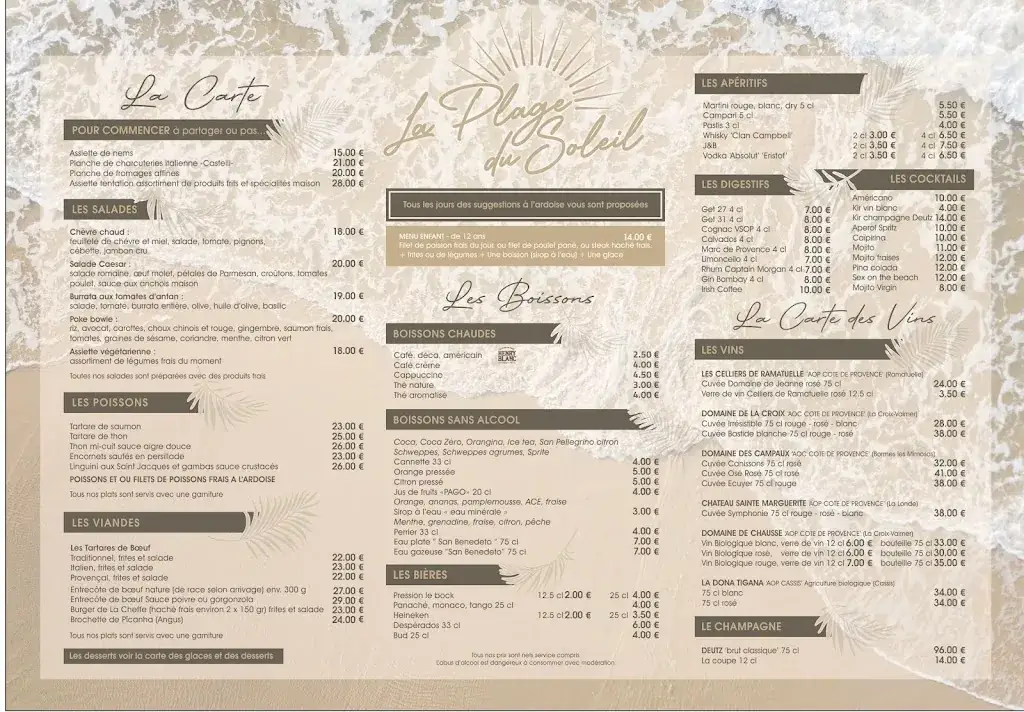 Menu_La Plage du Soleil_Cavalaire-sur-Mer_image_1