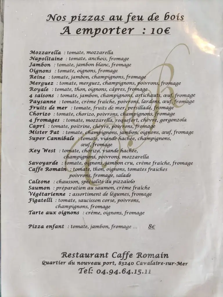 Menu_Caffé Romain_Cavalaire-sur-Mer_image_1