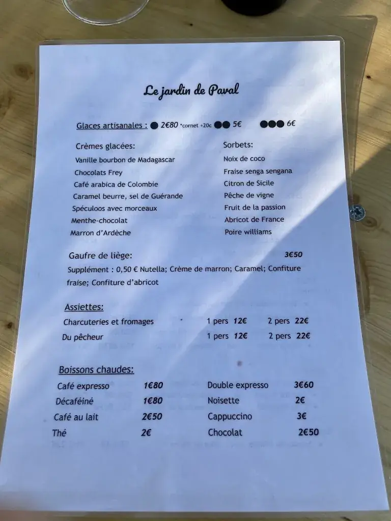 Menu_Glacier « Le Jardin de Paval »_Châteauneuf-du-Pape_image_2