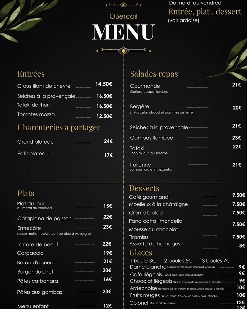 Menu_Le Bercail_Cavaillon_image_1