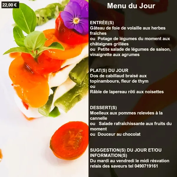 Menu_Relais des Saveurs restaurant poissons et bouillabaisse à Cavaillon_Cavaillon_image_1