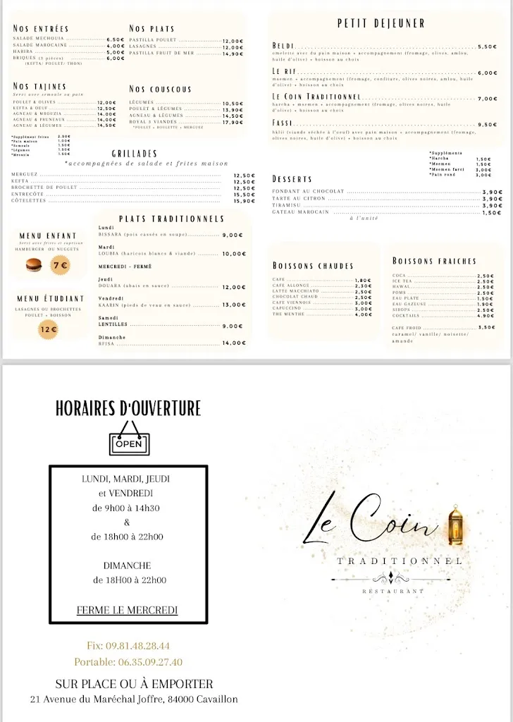 Menu_Le Coin Traditionnel_Cavaillon_image_1