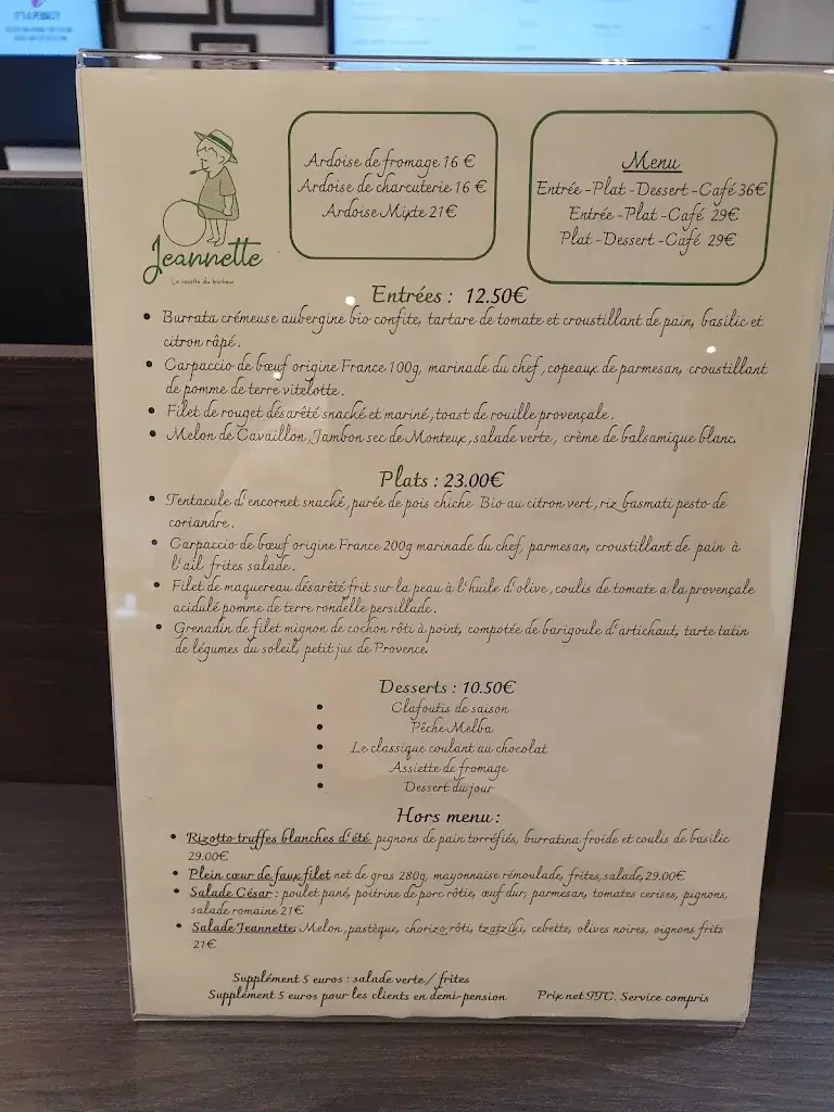 Menu_Restaurant Jeannette_Cavaillon_image_1