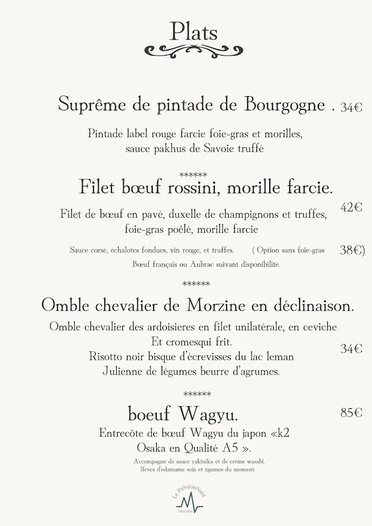 Menu_Le passionnant Restaurant_Morzine_image_1