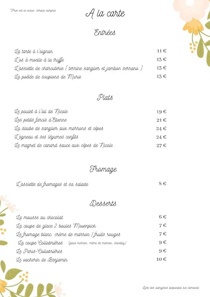 Menu_La Petite Fontaine_Collobrières_image_2