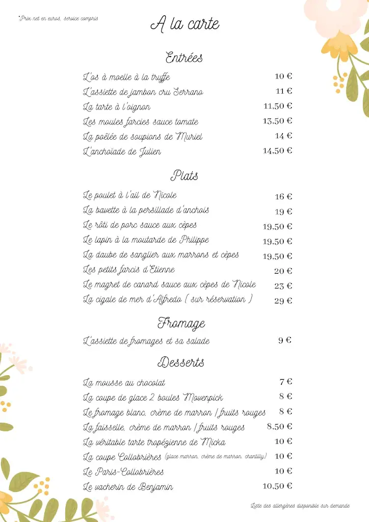 Menu_La Petite Fontaine_Collobrières_image_3