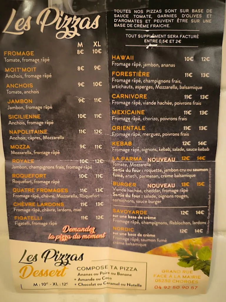 Menu_La Tarentella_Chorges_image_1