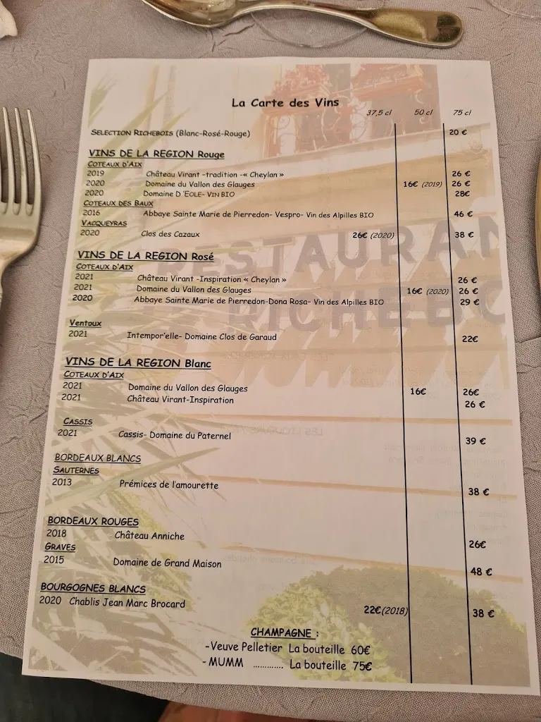 Menu_Restaurant Château de Richebois_Salon-de-Provence_image_3