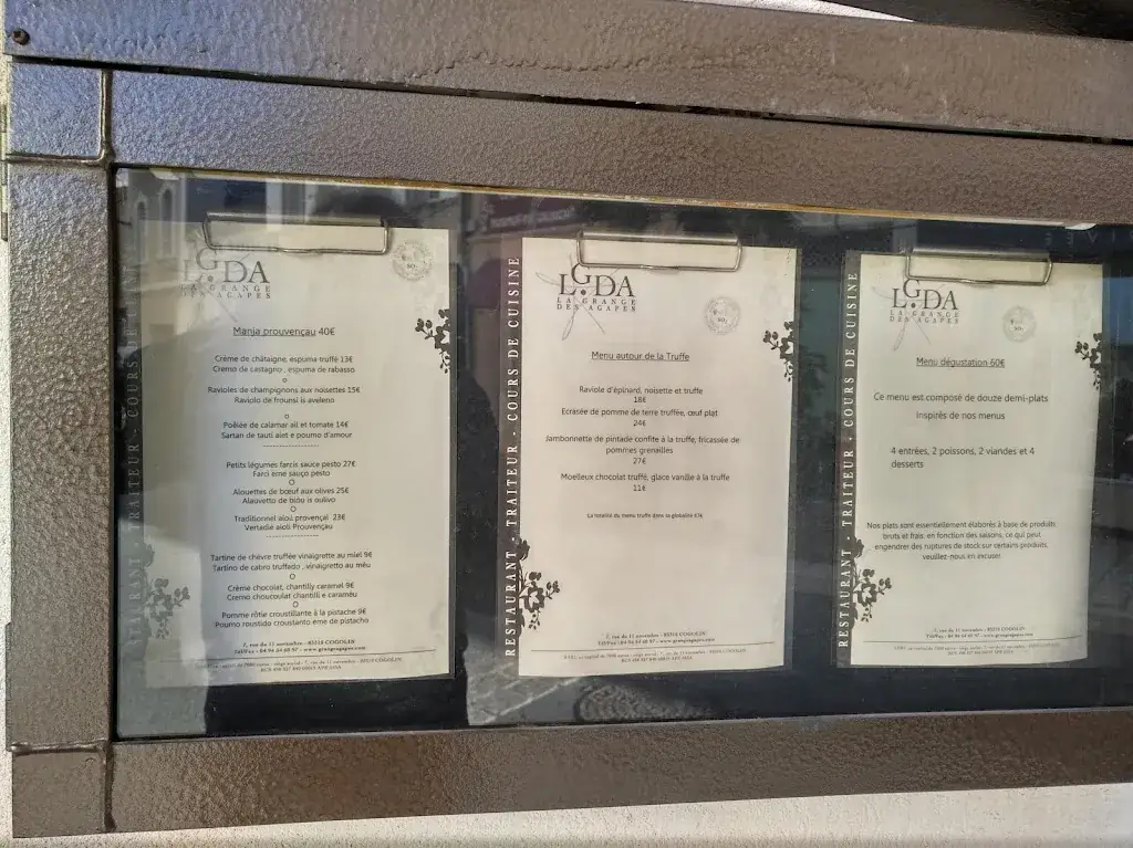 Menu_La Grange des Agapes - Restaurant gastronomique Cogolin_Cogolin_immagine_3