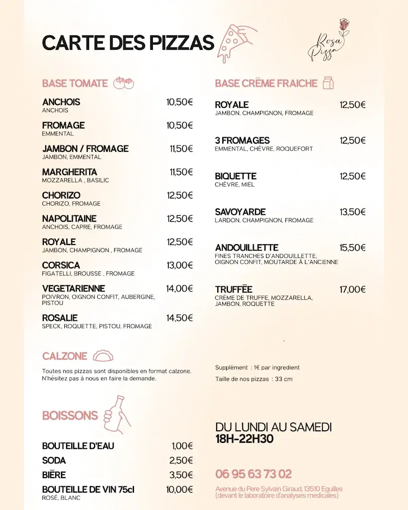 Menü_Rosa Pizza Eguilles_Éguilles_Bild_1